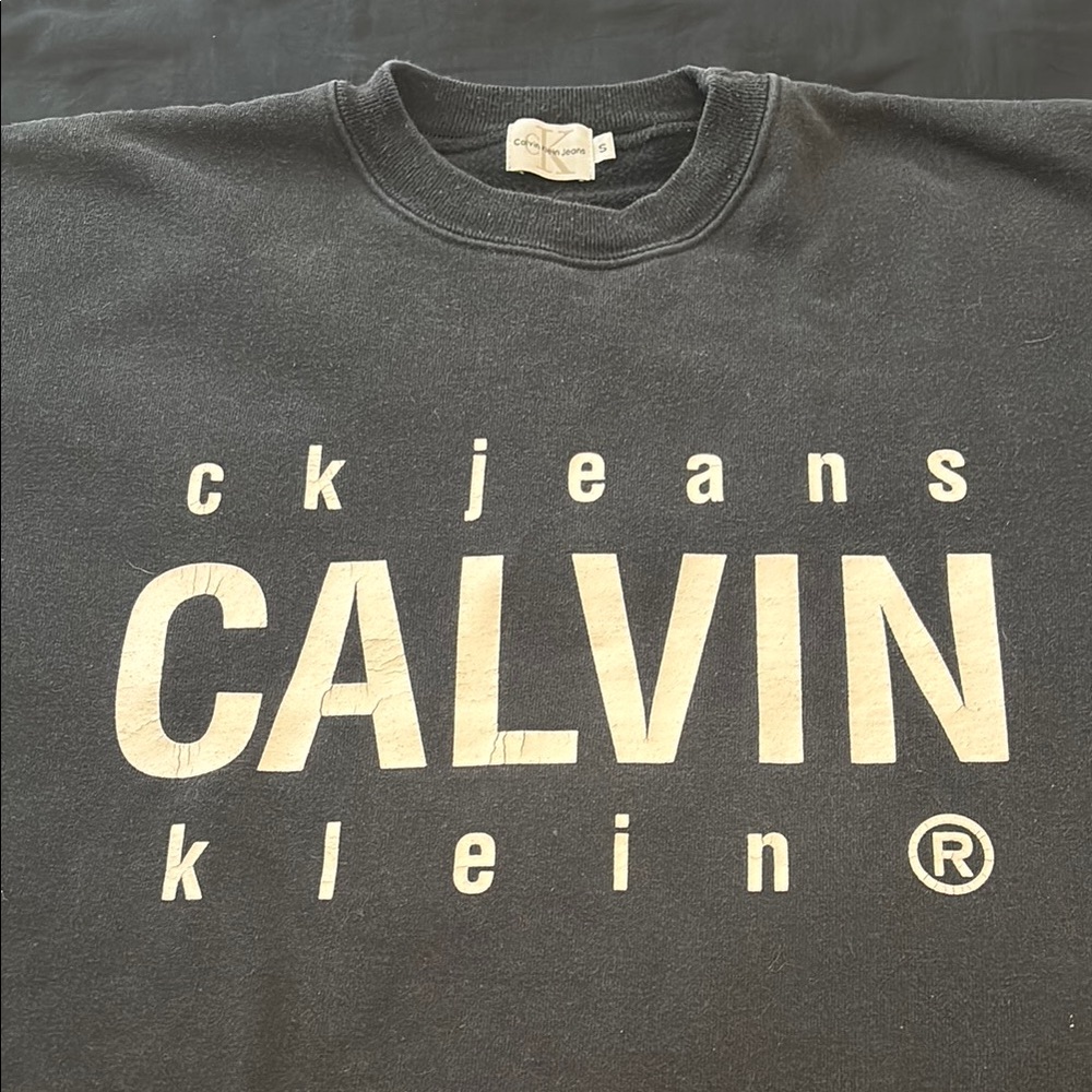 Calvin Klein Black Cropped  Sweatshirt  gym athletic yoga size small vintage